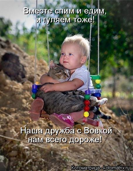 Вместе спим и едим, и гуляем тоже! Наша дружба с Вовкой нам всего дороже!... Котоматрица: Вместе спим и едим, и гуляем тоже! Наша дружба с Вовкой нам всего дороже!