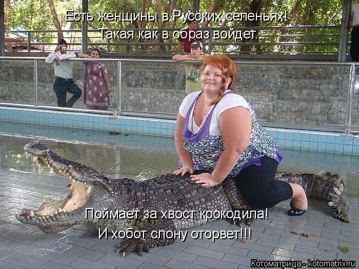 Поймает за хвост крокодила! И хобот слону оторвет!!! Есть женщины в Русских селеньях! Такая как в обр... Котоматрица: Поймает за хвост крокодила! И хобот слону оторвет!!! Есть женщины в Русских селеньях! Такая как в образ войдет....
