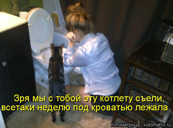 Зря мы с тобой эту котлету съели, всетаки неделю под кроватью лежала... Котоматрица: Зря мы с тобой эту котлету съели, всетаки неделю под кроватью лежала