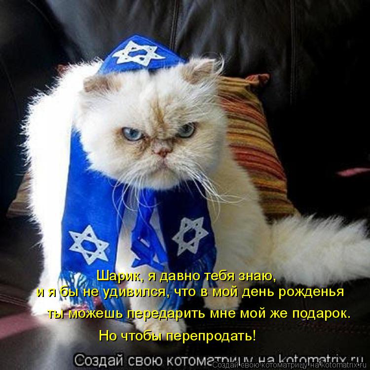 Котоматрица: Но чтобы перепродать! Шарик, я давно тебя знаю,  и я бы не удивился, что в мой день рожденья  ты можешь передарить мне мой же подарок.