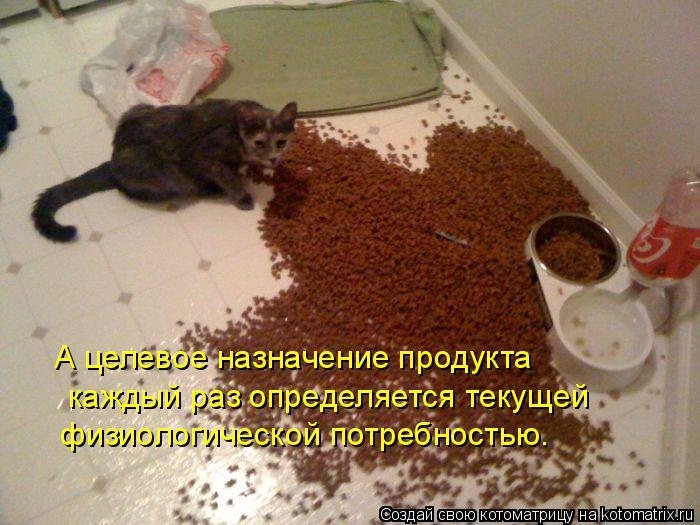 Котоматрица: А целевое назначение продукта каждый раз определяется текущей  физиологической потребностью.