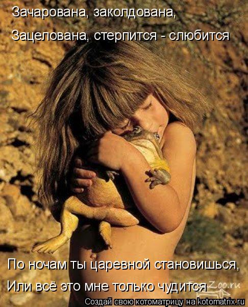По ночам ты царевной становишься, Или всё это мне только чудится Зачарована, заколдована, Зацелована,... Котоматрица: По ночам ты царевной становишься, Или всё это мне только чудится Зачарована, заколдована, Зацелована, стерпится - слюбится