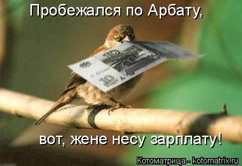 Котоматрица: Пробежался по Арбату, вот, жене несу зарплату!