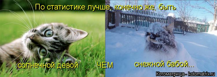 По статистике лучше, конечно же, быть солнечной девой ЧЕМ снежной бабой...... Котоматрица: По статистике лучше, конечно же, быть солнечной девой ЧЕМ снежной бабой...