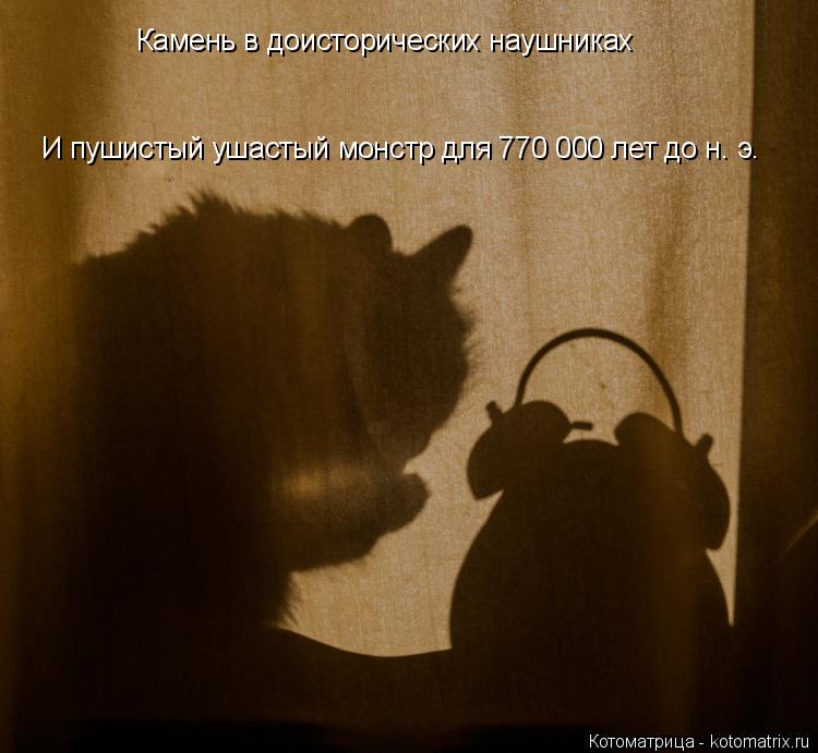 Камень в доисторических наушниках И пушистый ушастый монстр для 770 000 лет до н. э.... Котоматрица: Камень в доисторических наушниках И пушистый ушастый монстр для 770 000 лет до н. э.