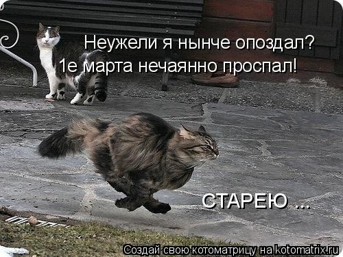 1е марта нечаянно проспал! Неужели я нынче опоздал? СТАРЕЮ ...... Котоматрица: 1е марта нечаянно проспал! Неужели я нынче опоздал? СТАРЕЮ ...