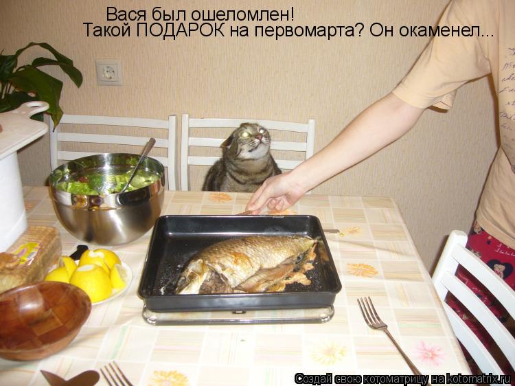 Вася был ошеломлен! Такой ПОДАРОК на первомарта? Он окаменел...... Котоматрица: Вася был ошеломлен! Такой ПОДАРОК на первомарта? Он окаменел...