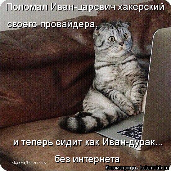Поломал Иван-царевич хакерский своего провайдера, и теперь сидит как Иван-дурак... без интернета... Котоматрица: Поломал Иван-царевич хакерский своего провайдера, и теперь сидит как Иван-дурак... без интернета