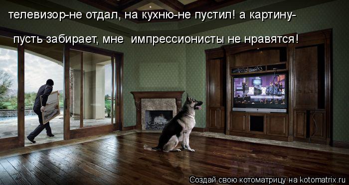 пусть забирает, мне импрессионисты не нравятся! телевизор-не отдал, на кухню-не пустил! а картину-... Котоматрица: пусть забирает, мне импрессионисты не нравятся! телевизор-не отдал, на кухню-не пустил! а картину-