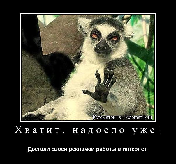 Хватит, надоело уже! Достали своей рекламой работы в интернет!... Котоматрица: Хватит, надоело уже! Достали своей рекламой работы в интернет!