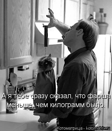 А я тебе сразу сказал, что фарша меньше, чем килограмм было.... Котоматрица: А я тебе сразу сказал, что фарша меньше, чем килограмм было.