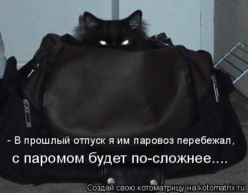 Котоматрица: - В прошлый отпуск я им паровоз перебежал, с паромом будет по-сложнее....