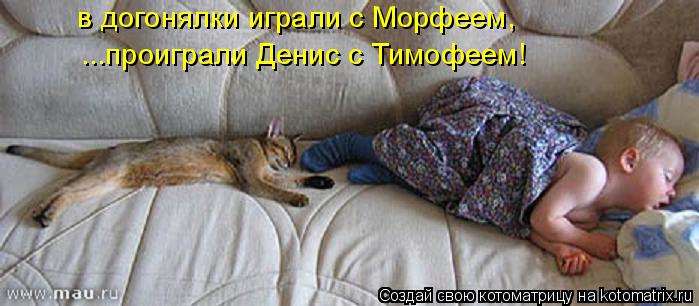 в догонялки играли с Морфеем, ...проиграли Денис с Тимофеем!... Котоматрица: в догонялки играли с Морфеем, ...проиграли Денис с Тимофеем!