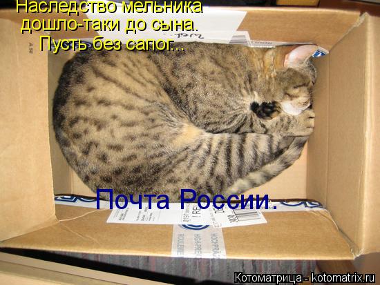 Наследство мельника дошло-таки до сына. Пусть без сапог... Почта России.... Котоматрица: Наследство мельника дошло-таки до сына. Пусть без сапог... Почта России.
