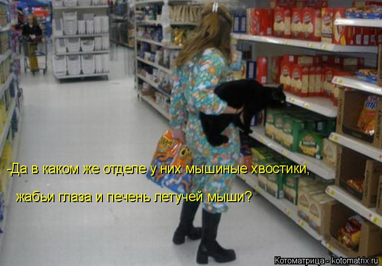 -Да в каком же отделе у них мышиные хвостики, жабьи глаза и печень летучей мыши?... Котоматрица: -Да в каком же отделе у них мышиные хвостики, жабьи глаза и печень летучей мыши?