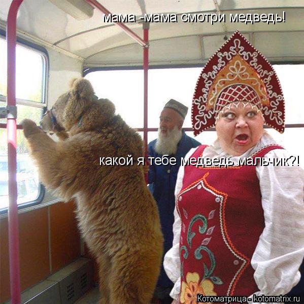 Котоматрица: мама -мама смотри медведь! какой я тебе медведь мальчик?!