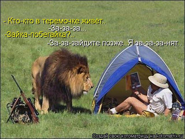 - Кто-кто в теремочке живёт.. -Зайка-побегайка?.. -За-за-зайдите позже..Я за-за-за-нят.. -За-за-за...... Котоматрица: - Кто-кто в теремочке живёт.. -Зайка-побегайка?.. -За-за-зайдите позже..Я за-за-за-нят.. -За-за-за...