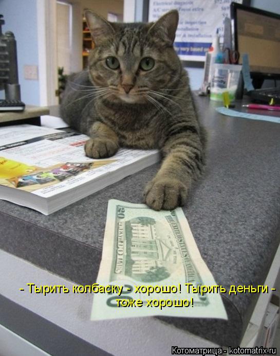 - Тырить колбаску - хорошо! Тырить деньги - тоже хорошо!... Котоматрица: - Тырить колбаску - хорошо! Тырить деньги - тоже хорошо!