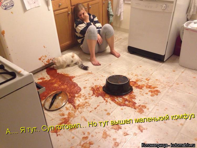А.... Я тут.. Суп готовил... Но тут вышел маленький комфуз... Котоматрица: А.... Я тут.. Суп готовил... Но тут вышел маленький комфуз