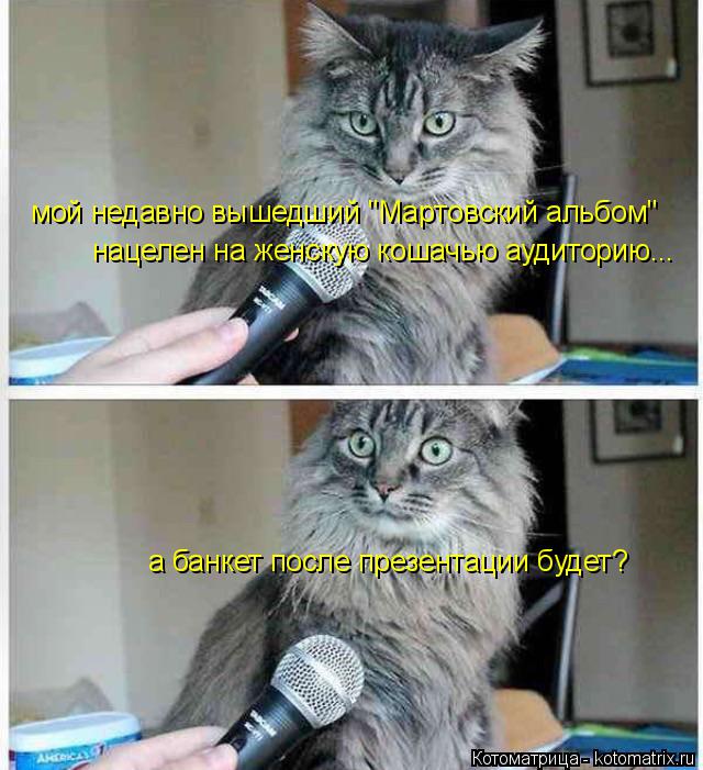 Котоматрица: мой недавно вышедший "Мартовский альбом" нацелен на женскую кошачью аудиторию... а банкет после презентации будет?