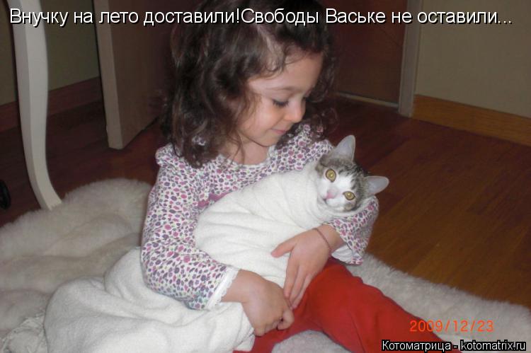 Внучку на лето доставили!Свободы Ваське не оставили...... Котоматрица: Внучку на лето доставили!Свободы Ваське не оставили...