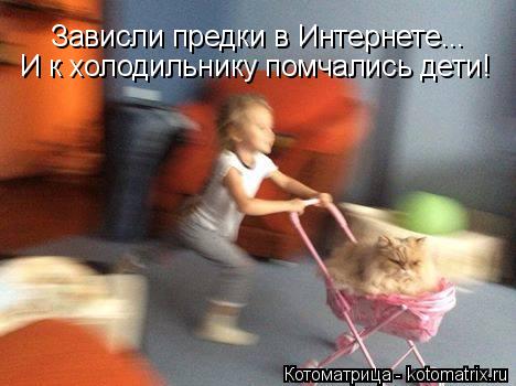 Зависли предки в Интернете... И к холодильнику помчались дети!... Котоматрица: Зависли предки в Интернете... И к холодильнику помчались дети!