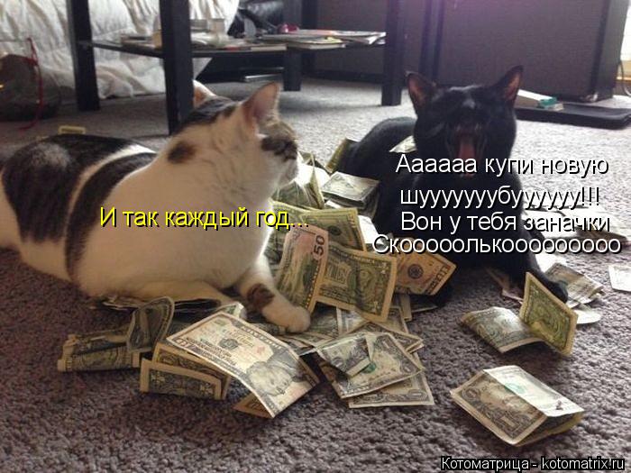 Аааааа купи новую шууууууубуууууу!!! Вон у тебя заначки Скооооолькооооооооо И так каждый год...... Котоматрица: Аааааа купи новую шууууууубуууууу!!! Вон у тебя заначки Скооооолькооооооооо И так каждый год...
