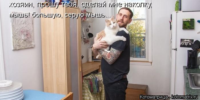 хозяин, прошу тебя, сделай мне наколку, мышь! большую, серую мышь...... Котоматрица: хозяин, прошу тебя, сделай мне наколку, мышь! большую, серую мышь...