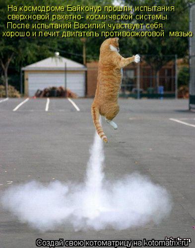 На космодроме Байконур прошли испытания сверхновой ракетно- космической системы. После испытаний Вас... Котоматрица: На космодроме Байконур прошли испытания сверхновой ракетно- космической системы. После испытаний Василий чувствует себя хорошо и лечит д