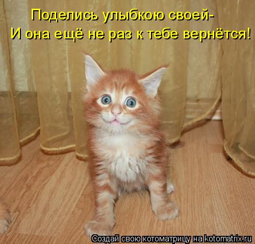Поделись улыбкою своей- И она ещё не раз к тебе вернётся!... Котоматрица: Поделись улыбкою своей- И она ещё не раз к тебе вернётся!