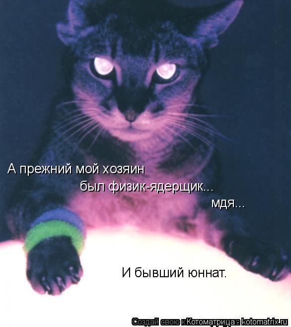 А прежний мой хозяин был физик-ядерщик... мдя... И бывший юннат.... Котоматрица: А прежний мой хозяин был физик-ядерщик... мдя... И бывший юннат.
