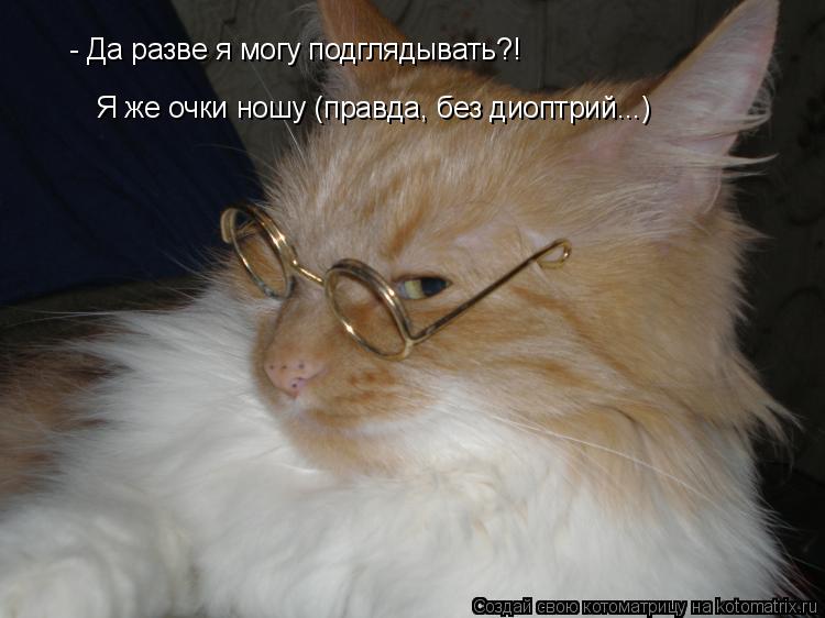 - Да разве я могу подглядывать?! Я же очки ношу (правда, без диоптрий...)... Котоматрица: - Да разве я могу подглядывать?! Я же очки ношу (правда, без диоптрий...)