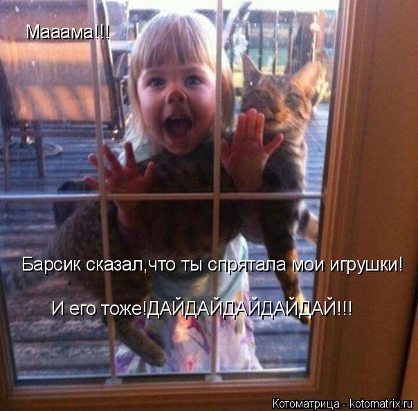 Мааама!!! Барсик сказал,что ты спрятала мои игрушки! И его тоже!ДАЙДАЙДАЙДАЙДАЙ!!!... Котоматрица: Мааама!!! Барсик сказал,что ты спрятала мои игрушки! И его тоже!ДАЙДАЙДАЙДАЙДАЙ!!!
