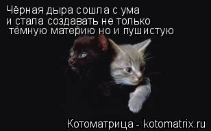 Котоматрица: Чёрная дыра сошла с ума  и стала создавать не только  тёмную материю но и пушистую