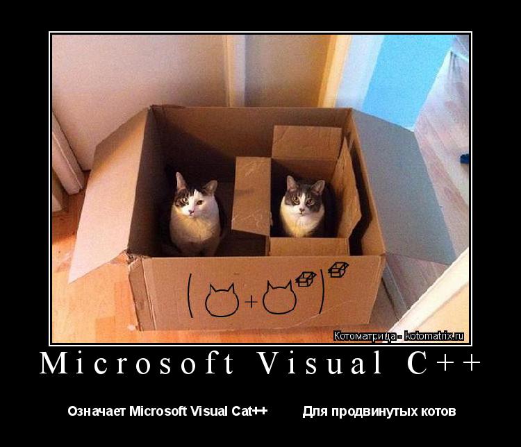Котоматрица: Microsoft Visual C++  Означает Microsoft Visual Cat++          Для продвинутых котов