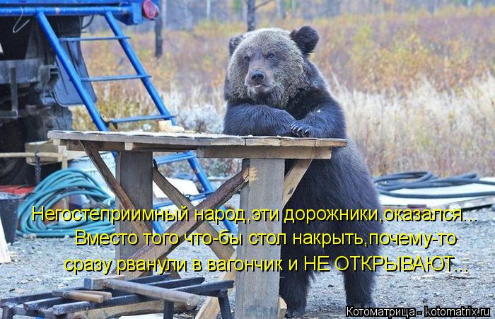 Негостеприимный народ,эти дорожники,оказался... Вместо того что-бы стол накрыть,почему-то сразу рвану... Котоматрица: Негостеприимный народ,эти дорожники,оказался... Вместо того что-бы стол накрыть,почему-то сразу рванули в вагончик и НЕ ОТКРЫВАЮТ...