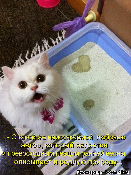 Котоматрица: ...- С такой же неиссякаемой  любовью автор, который является   описывает и родную природу... и превосходным певцом ранней весны,