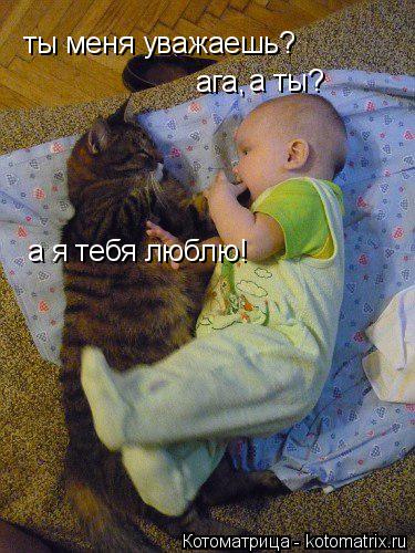 Котоматрица: ты меня уважаешь? а ты? ага, а я тебя люблю!