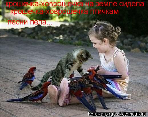 крошечка-ховрошечка на земле сидела крошечка-ховрошечка птичкам песни пела...... Котоматрица: крошечка-ховрошечка на земле сидела крошечка-ховрошечка птичкам песни пела...