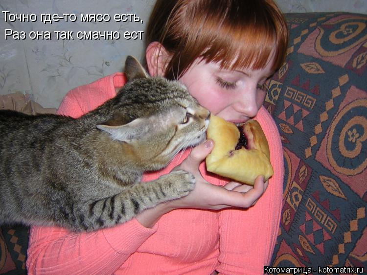 Точно где-то мясо есть, Раз она так смачно ест... Котоматрица: Точно где-то мясо есть, Раз она так смачно ест