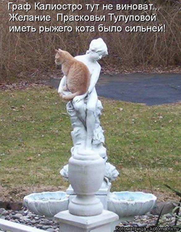 Котоматрица: Граф Калиостро тут не виноват... Желание  Прасковьи Тулуповой иметь рыжего кота было сильней!
