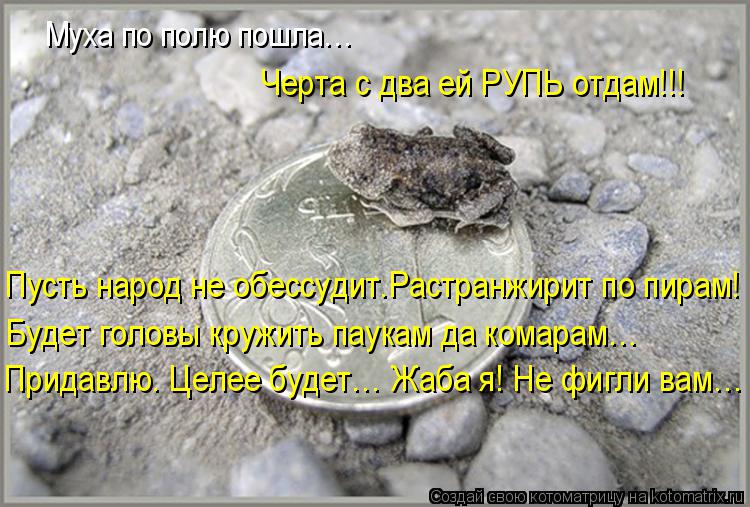 Пусть народ не обессудит.Растранжирит по пирам! Муха по полю пошла… Черта с два ей РУПЬ отдам!!! Буд... Котоматрица: Пусть народ не обессудит.Растранжирит по пирам! Муха по полю пошла… Черта с два ей РУПЬ отдам!!! Будет головы кружить паукам да комарам… Пр