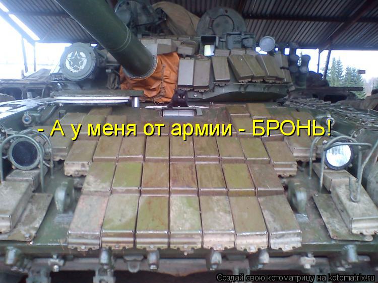 Котоматрица: - А у меня от армии - БРОНЬ!