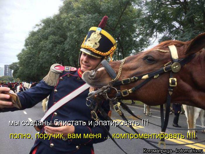 мы созданы блистать и эпатировать !!! полно, поручик, вам меня ... компроментировать !!!!... Котоматрица: мы созданы блистать и эпатировать !!! полно, поручик, вам меня ... компроментировать !!!!