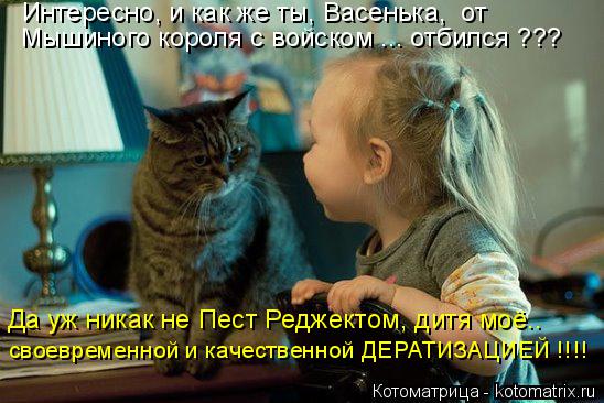 Интересно, и как же ты, Васенька, от Мышиного короля с войском ... отбился ??? Да уж никак не Пест ... Котоматрица: Интересно, и как же ты, Васенька, от Мышиного короля с войском ... отбился ??? Да уж никак не Пест Реджектом, дитя моё.. своевременной и качеств
