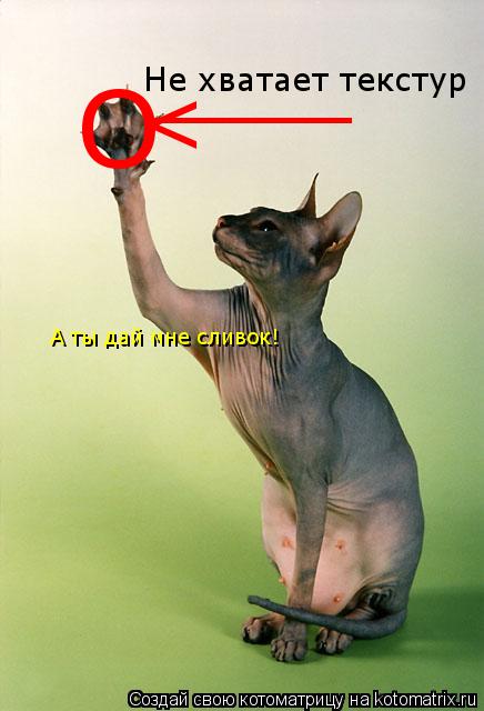 Котоматрица: O ___ Не хватает текстур < А ты дай мне сливок!