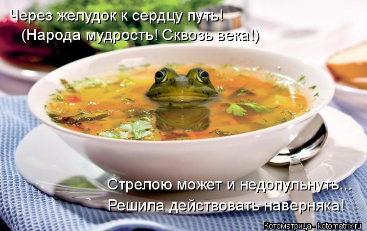 Через желудок к сердцу путь! (Народа мудрость! Сквозь века!) Стрелою может и недопульнуть... Решила д... Котоматрица: Через желудок к сердцу путь! (Народа мудрость! Сквозь века!) Стрелою может и недопульнуть... Решила действовать наверняка!