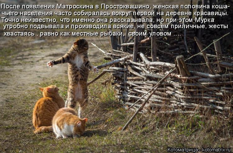 Котоматрица: утробно подвывала и производила всякие, не совсем приличные, жесты хвастаясь , равно как местные рыбаки,  своим уловом .... После появления Ма