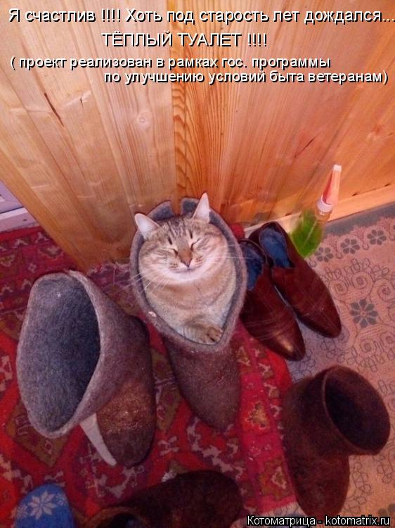 Котоматрица: Я счастлив !!!! Хоть под старость лет дождался.... Я счастлив !!!! Хоть под старость лет дождался.... ТЁПЛЫЙ ТУАЛЕТ !!!! ( проект реализован в рамках 