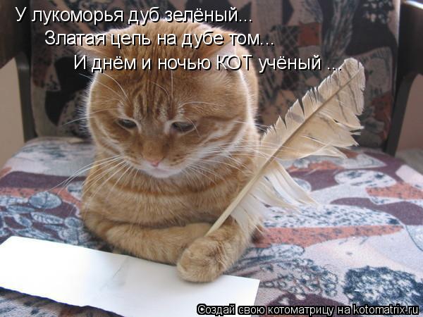 Котоматрица: У лукоморья дуб зелёный... Златая цепь на дубе том... И днём и ночью КОТ учёный ...